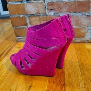 Pink Suede Wedges